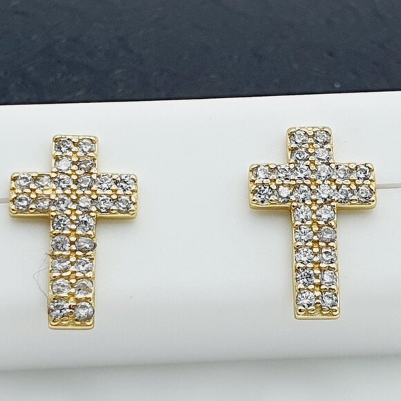 "14K Gold Plated 925 sterling silver luxury CZ Earring, RJUS2112 - Picture 1 of 11